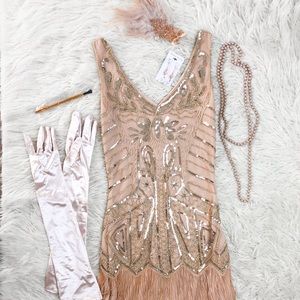 Roaring 20’s Flapper Girl dress Costume Set. XS